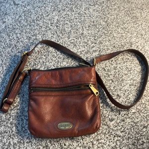 Authentic Womens Fossil brown leather cross body